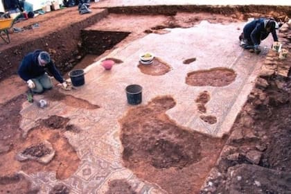 Obras en el mosaico de la villa de Andallón en la campaña 2020