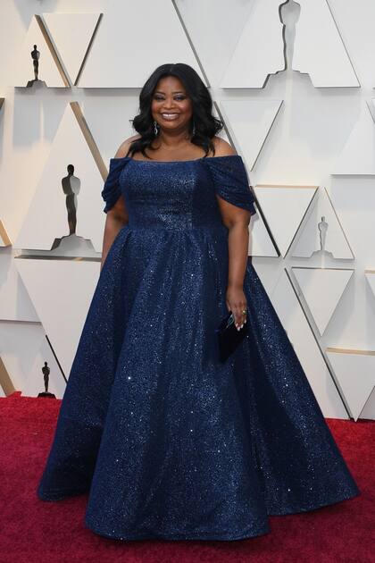 Octavia Spencer, con un vestido strapless azul