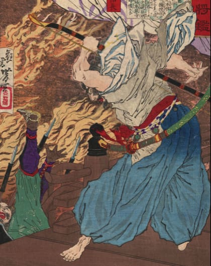 Oda Nobunaga, el señor de la guerra que empleó a Yasuke, en una estampa de la época.