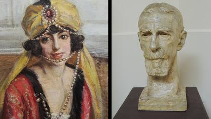 "Odalisca", óleo de Christophersen, arquitecto del edificio y su cabeza, modelada por Troiano Troiani