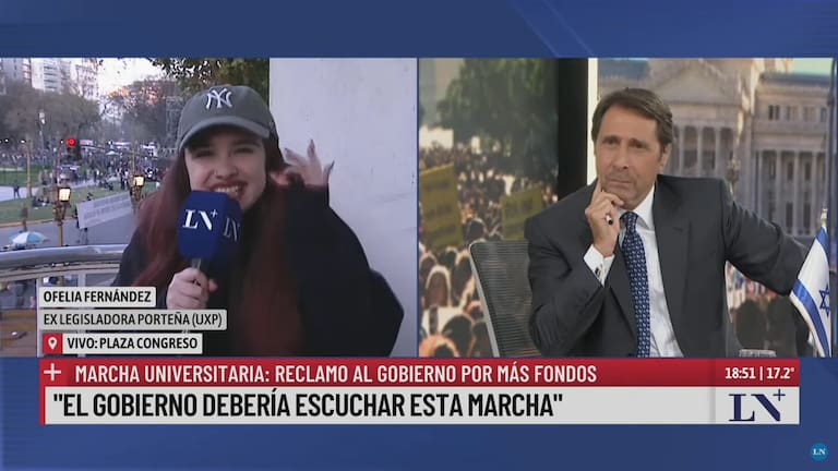 Ofelia Fernández salió en un móvil con Feinmann y Milei reaccionó con un retuit