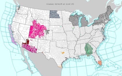 Ola de calor extremo en el suroeste: se esperan 46°C (115°F) en Arizona y 44°C (112°F) en el interior de California, con alertas activas por riesgo de enfermedades relacionadas al calor en tres estados