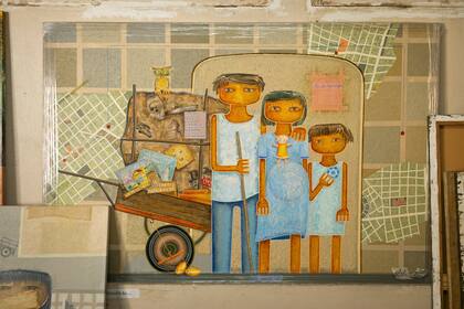 Óleo sobre tela "Ley del Olvido", de la Serie Cartoneros (2019)