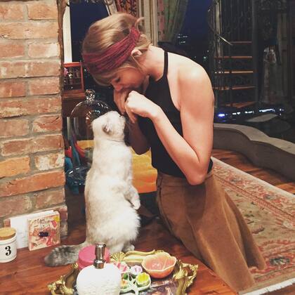 Olivia se para en dos patitas y su dueña la llama "el gato suricata".