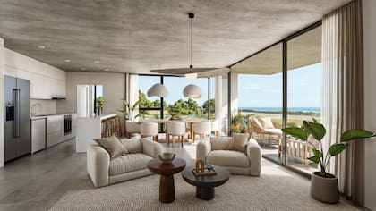 Opción de cocina integrada con sala de estar.