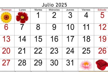 Opciones de impresión para calendario de julio 2025