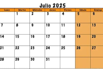 Opciones para imprimir el calendario de julio 2025