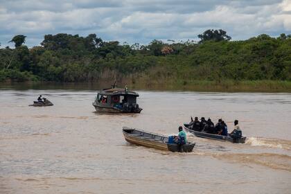 Operativos en la selva para encontrar los cuerpos de Bruno Pereira y Dom Phillips. (Photo by Joao Laet / AFP)