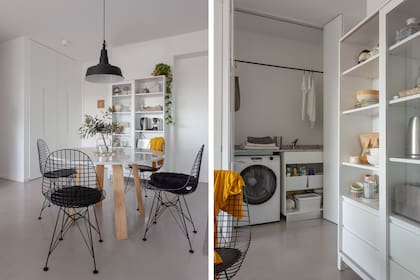 .
Optimizando el uso de cada metro, Sheila instaló un mueble con mesada y pileta, lavarropas y un barral.