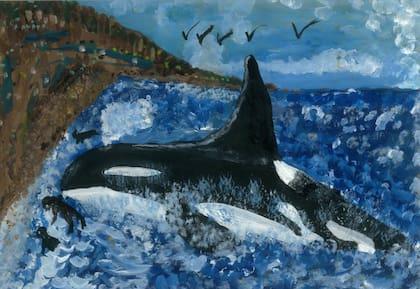 Orca y lobos marinos, según Mariano van Gelderen