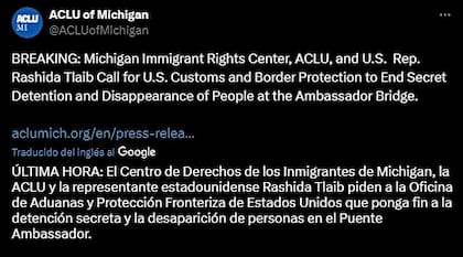 Organizaciones piden a la CBP que ponga fin a la detención y desaparición de personas en el Puente Ambassador