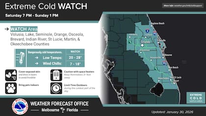 Orlando sentirá el frío más fuerte durante la noche del sábado y la madrugada del domingo