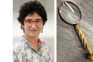 Orly Benzacar y una lupa que era de su madre. “Esta lupa estuvo siempre en el escritorio de mi madre. No tengo idea de dónde viene ni cómo llegó, pero va viajando conmigo a donde voy. Es un misterio. ¿Qué hace una lupa en una galería de arte?”