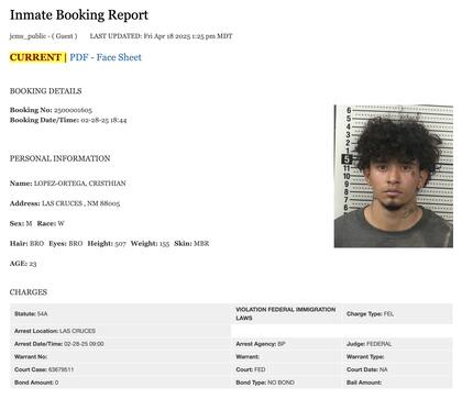 Ortega-Lopez, de 23 años y nacionalidad venezolana, ingresó ilegalmente a EE. UU. en diciembre de 2023
