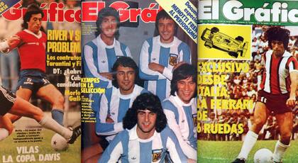 Ortiz en tres tapas de la revista "El Gráfico"