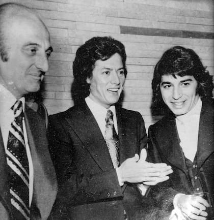 Oscar Anderle, el padre de Silvia, junto a Ramón Palito Ortega y Sandro