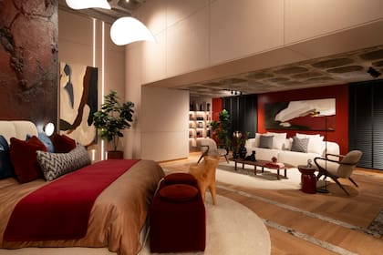 Oscar Gil, Rocío Pérez y Bárbara Figueroa, del Estudio Fontenla, recrearon en el Espacio 30 una "Master Suite": refugio dinámico y multifuncional que responde a las formas de habitar de hoy.