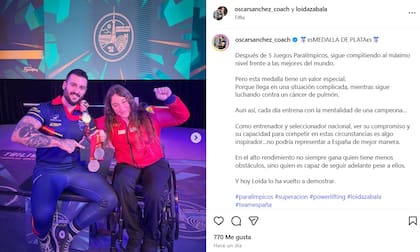 Óscar Sánchez, entrenador de Zabala, celebró la resiliencia de la deportista