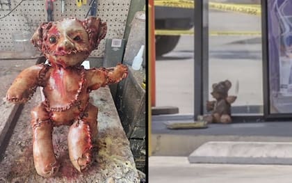 Oso de peluche con "restos humanos" hallado en gasolinera de California del Sur.