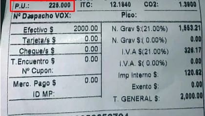 Otra factura por gasoil en Las Lajitas, a $225