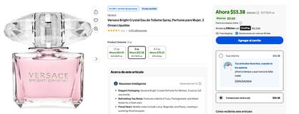 Otra opción destacada es Bright Crystal de Versace, que pasa de US$105 a US$53,38 en oferta
