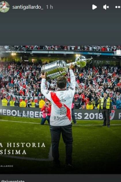 Otro de los posteos de Santino Gallardo recupera la frase que dijo hoy Marcelo Gallardo tras anunciar su retiro: "Ha sido una historia hermosísima"