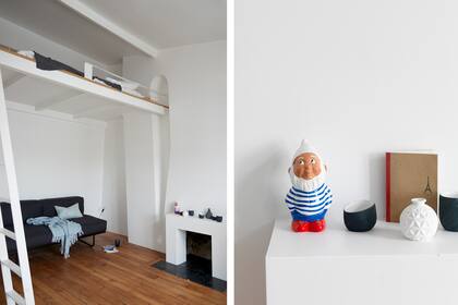 Otro detalle de diseño que al dueño de casa le encanta es el nicho con forma de gota invertida donde se encastra la baranda, que sigue el estilo del resto de las piezas de acero.