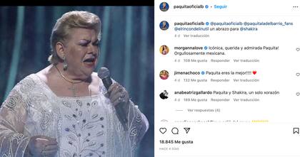 Otro posteo de Paquita la del Barrio para mostrar su apoyo a Shakira