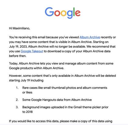 Otro producto de Google que desaparece: Album Archive