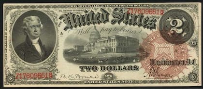 Otros billetes de US$2 de ediciones antiguas también alcanzan un valor de miles de dólares