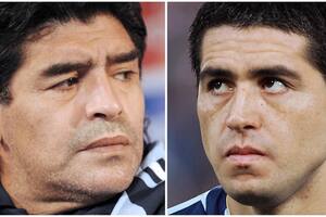 Otros tiempos: Maradona y Riquelme están enemistados hace muchos años