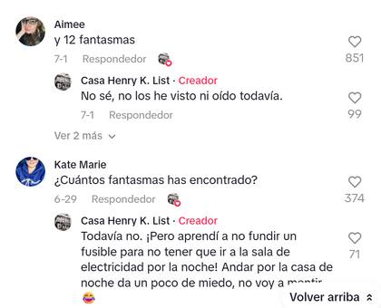 Otros usuarios bromearon con la aparición de fantasmas en la casa (Foto: Captura Tiktok @henryklisthouse)