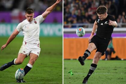 Owen Farrell y Beauden Barrett, los pateadores de Inglaterra y Nueva Zelanda, respectivamente, antes de un duelo a todo o nada