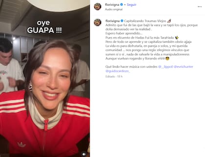 "Oye guapa", el palito de Flor Vigna a Luciano Castro y sus audios en español para conquistar a Sarah Borell (Foto: Captura Instagram/@florvigna)