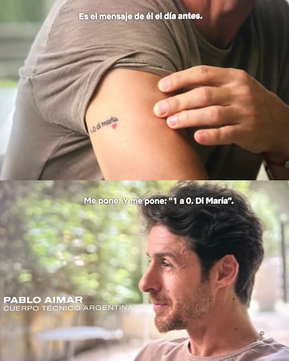 Pablo Aimar se hizo un tatuaje en honor a Di María (Foto: Netflix / X)
