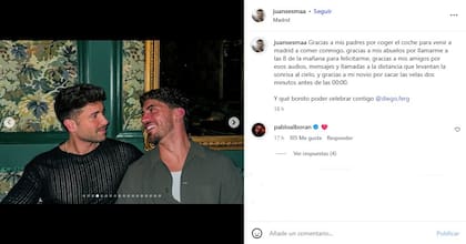 Pablo Alborán reaccionó con un corazón al posteo de su novio
(Foto: @juansesmaa)