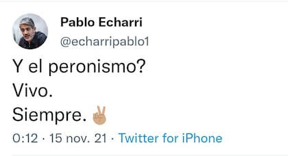 Pablo Echarri apoyó al Frente de Todos tras conocer los resultados electorales