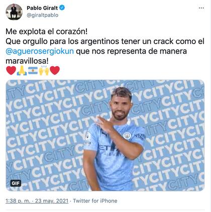 Pablo Giralt, emocionado con la despedida del Kun
