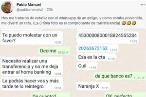 Quisieron estafarlo por WhatsApp, pero se dio cuenta y le siguió el juego con una frase contundente