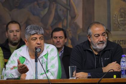 Pablo Moyano, junto a Héctor Daer