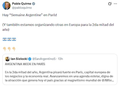 Pablo Quirno aseguró que se realizará un evento similar a la Argentina Week pero en París