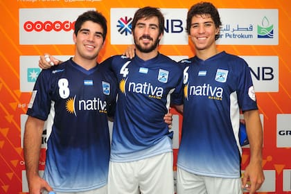 Pablo, Sebastián y Diego, tras el triunfo ante Arabia Saudita en Duhail