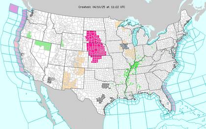Pacífico noroeste con lluvias persistentes en Oregón y Washington, y nieve en las Cascadas
