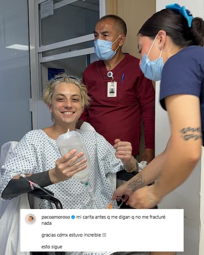Paco Amoroso subió a su Instagram fotos de su internación en el hospital tras caerse durante un show en México (Foto: Instagram @pacoamoroso)