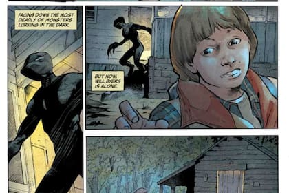 Páginas interiores del cómic de Jody Houser y Stefano Martino, con la lucha de Will Byers contra el Demogorgon, una secuencia que no mostró la primera temporada de la serie
