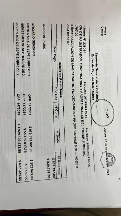 Pagos a la Asociación de Magistrados