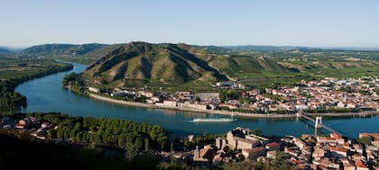 Paisaje de Hermitage, en el sur de Francia, de donde provienen vinos icónicos basados en el Syrah