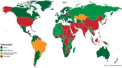 Países donde la pena de muerte está permitida o prohibida
