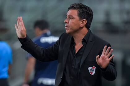 Una imagen de Marcelo Gallardo, DT de River, durante el partido entre su equipo y Palmeiras, por la vuelta de las semifinales de la Copa Libertadores.