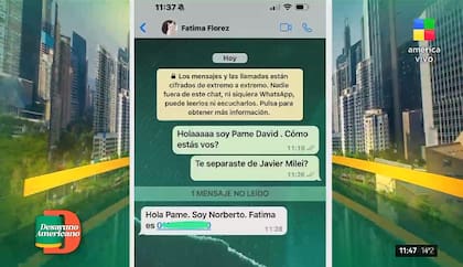 Pamela David quiso escribirle a Fátima Florez, pero terminó hablando con Norberto Marcos (Foto: Captura América TV)